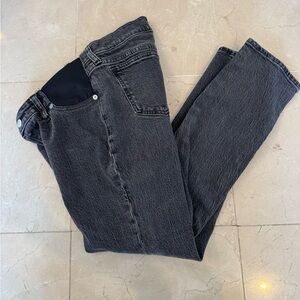 Madewell Maternity Perfect Vintage Jeans Size 25 Black Wash Side Panel Stretch